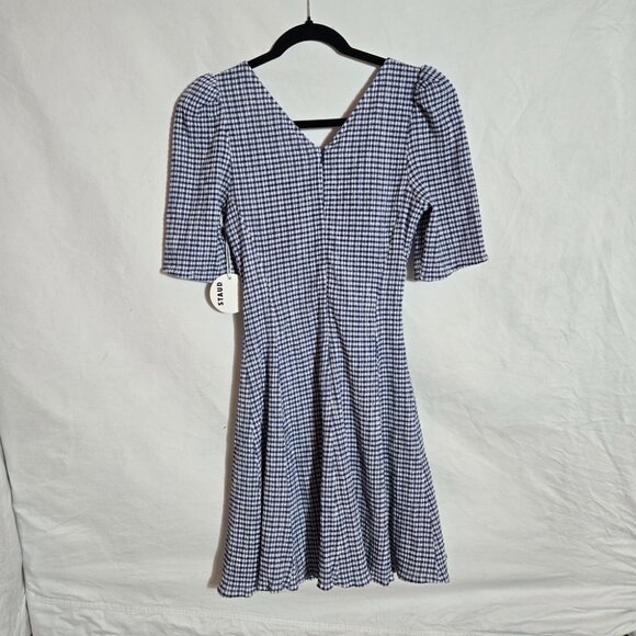 NWT STAUD Blue Checkered Mini Dress - Picture 8 of 9